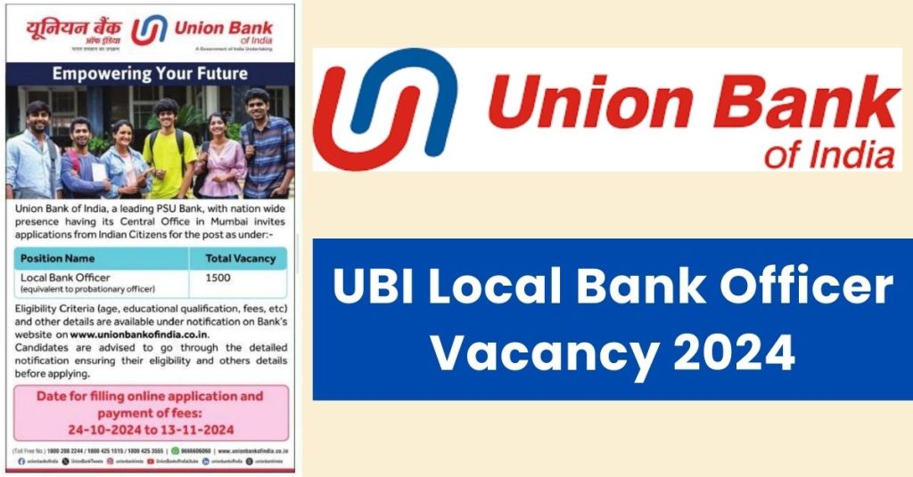 UBI Local Bank Officer Vacancy 2024 Notification Out; Apply Online